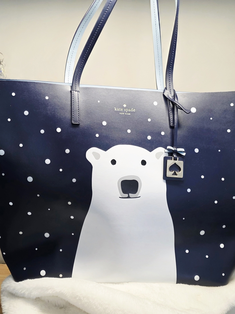 Kate Spade New York Navy Polar Bear Tote Bag